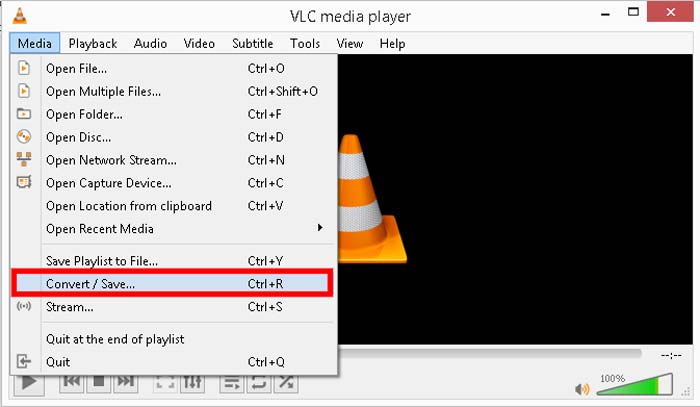 Добавление исходного видео в VLC Convert Save
