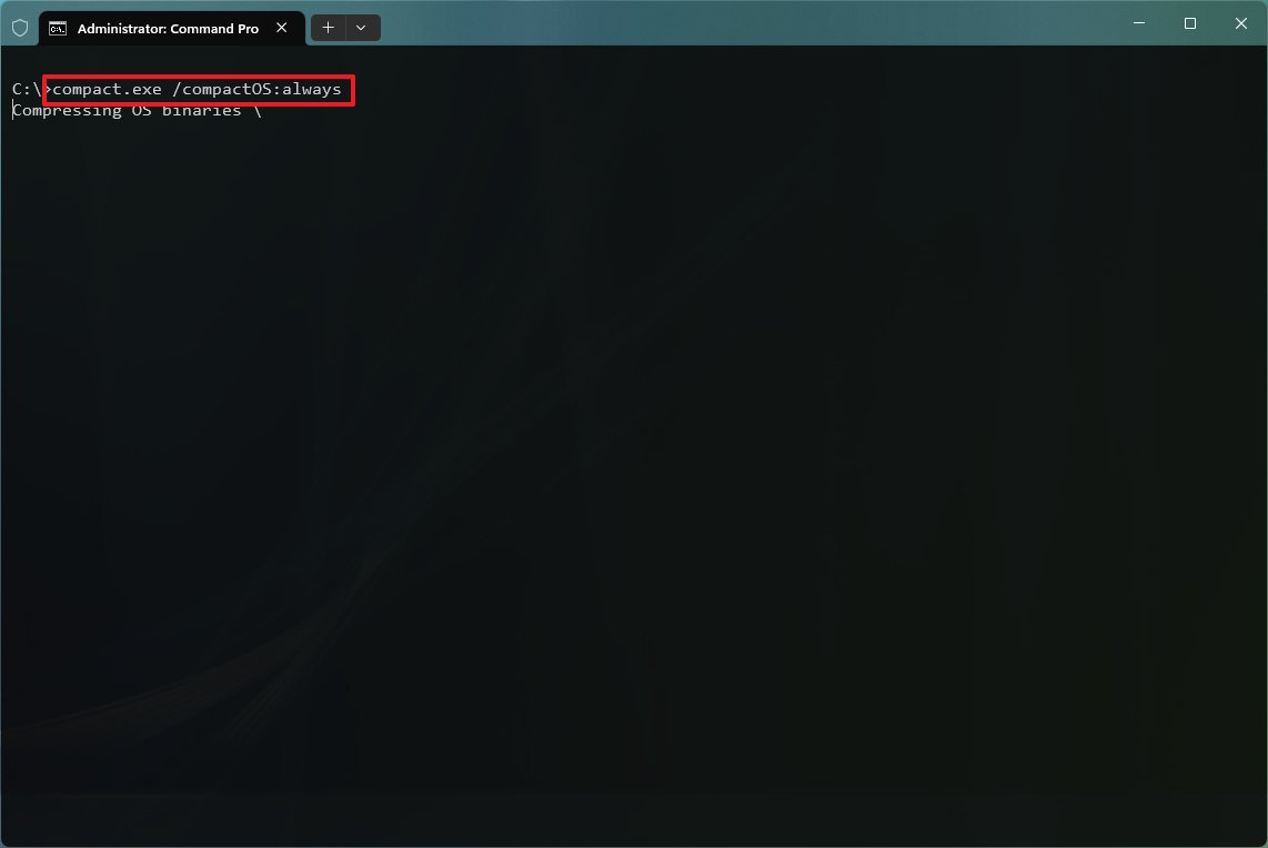 Команда Compact OS в Windows 11