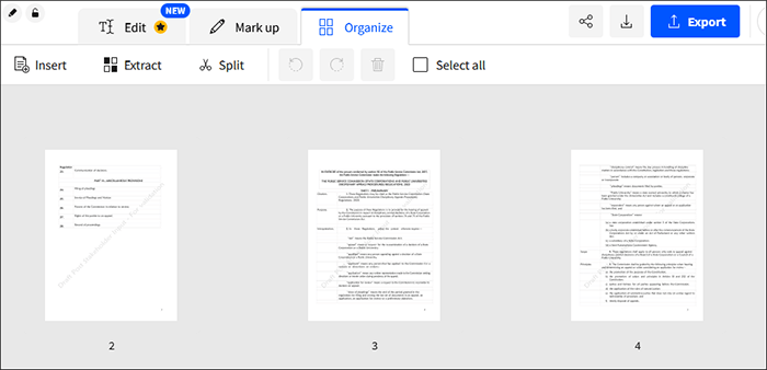 Экспорт PDF после удаления страниц в Smallpdf