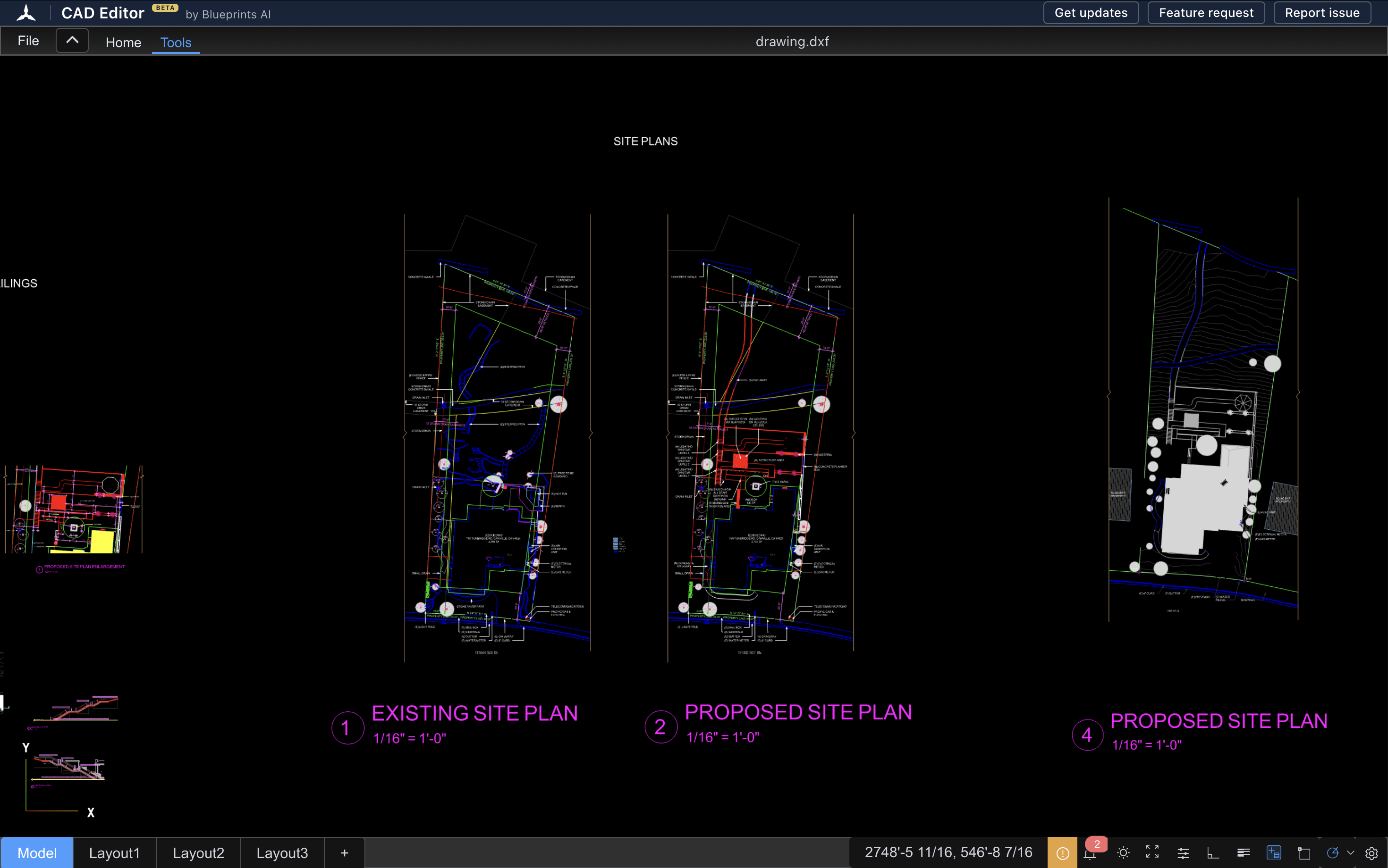 Браузерный CAD Editor с планом здания и панелью инструментов