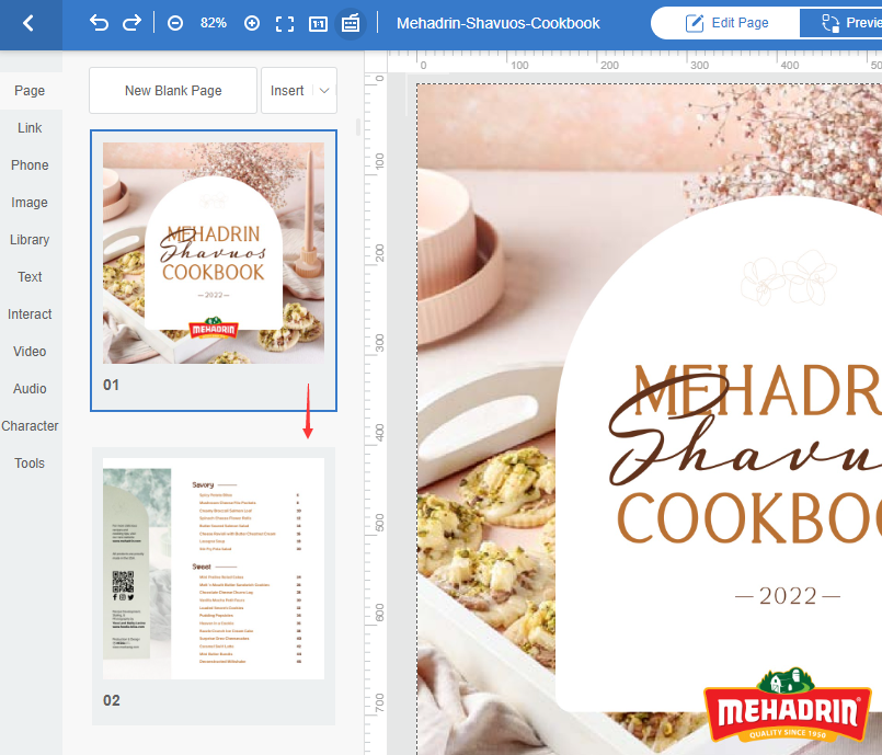 Перестановка миниатюр страниц в Page Editor FlipHTML5