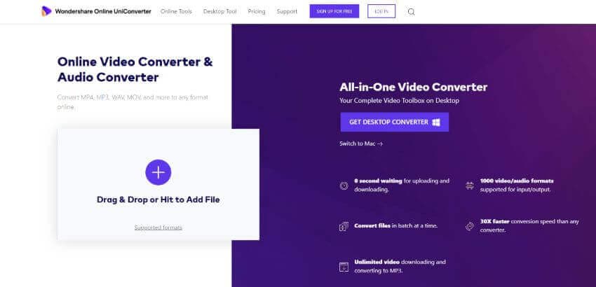 Интерфейс онлайн-конвертера Media.io