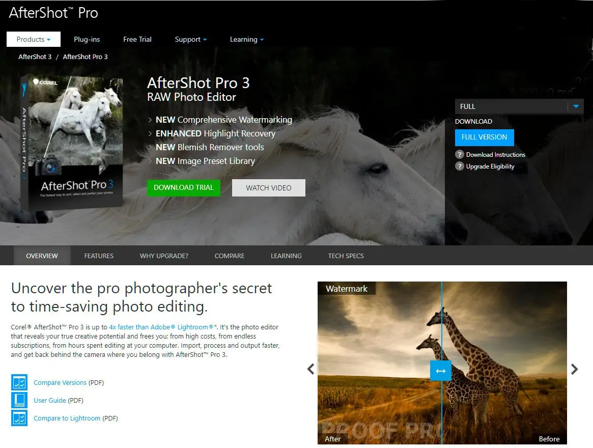 Интерфейс Corel AfterShot Pro