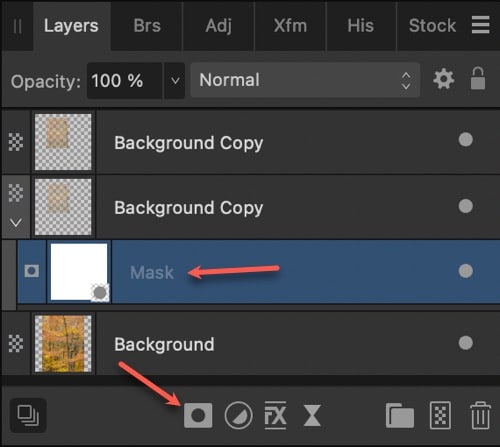 Панель Layers и маска слоя в Affinity Photo