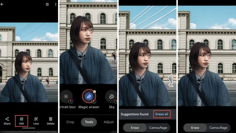 Google Photos: процесс удаления лишнего объекта