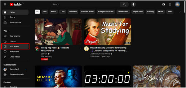 Раздел YouTube Studio для управления видео