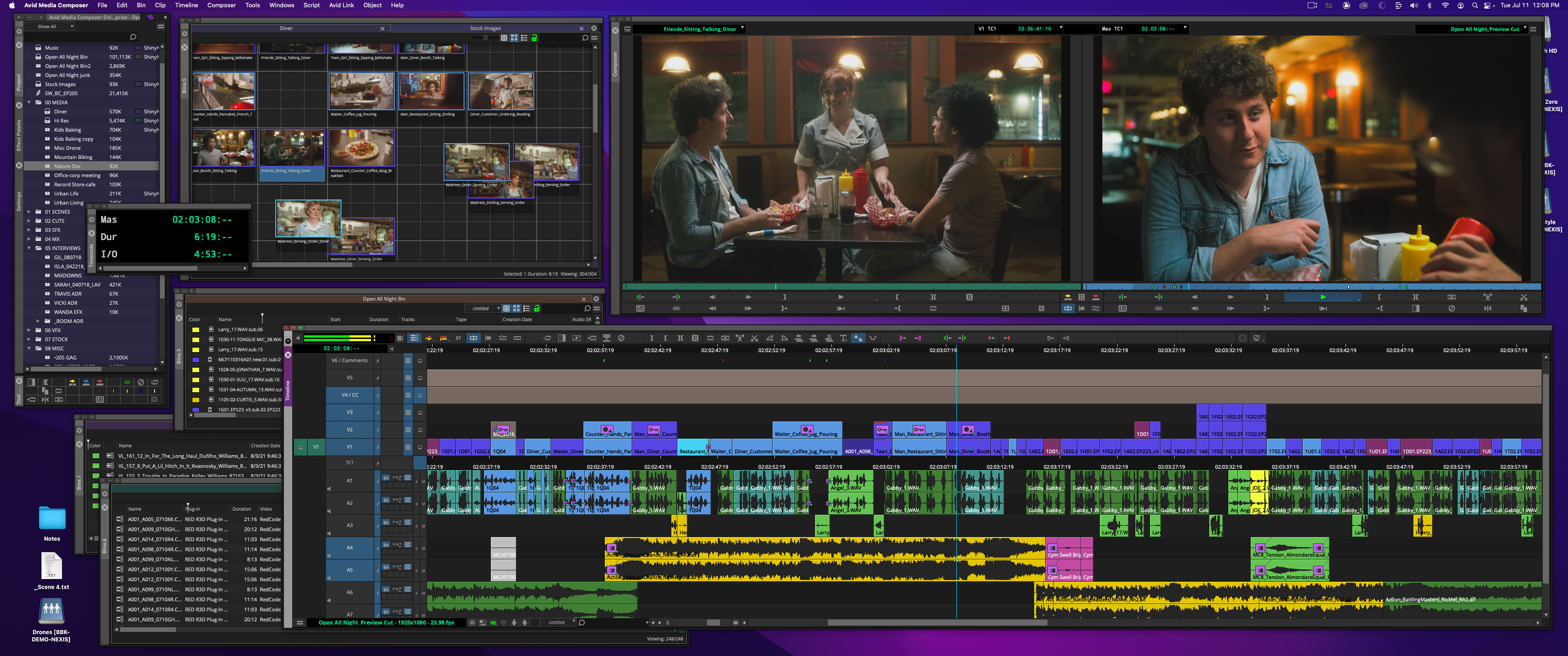Avid Media Composer: рабочая среда с bins, мониторами и многодорожечным таймлайном