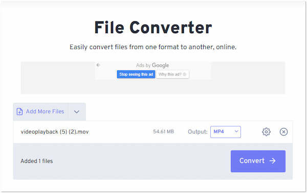 Онлайн-конвертер FreeConvert MOV в MP4
