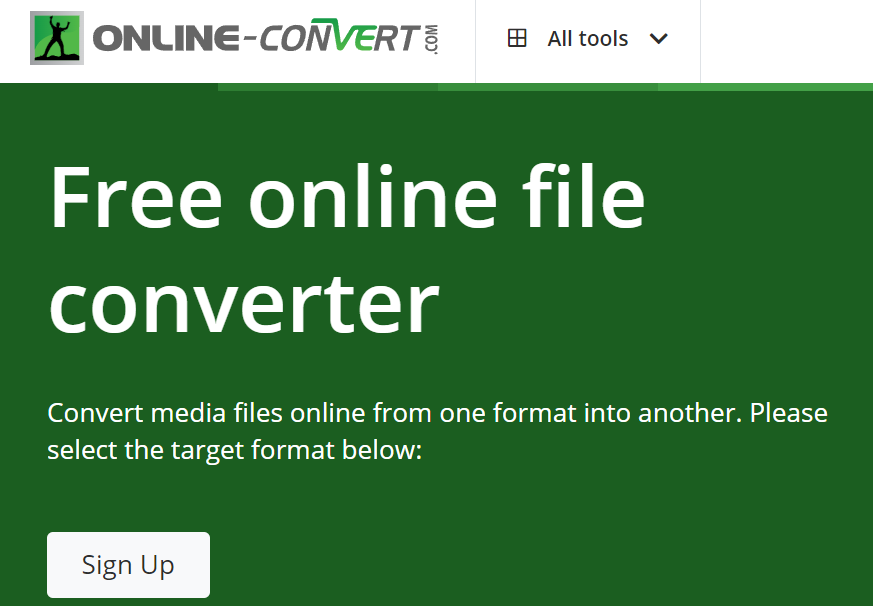 Главная страница Online-Convert с выбором конвертера