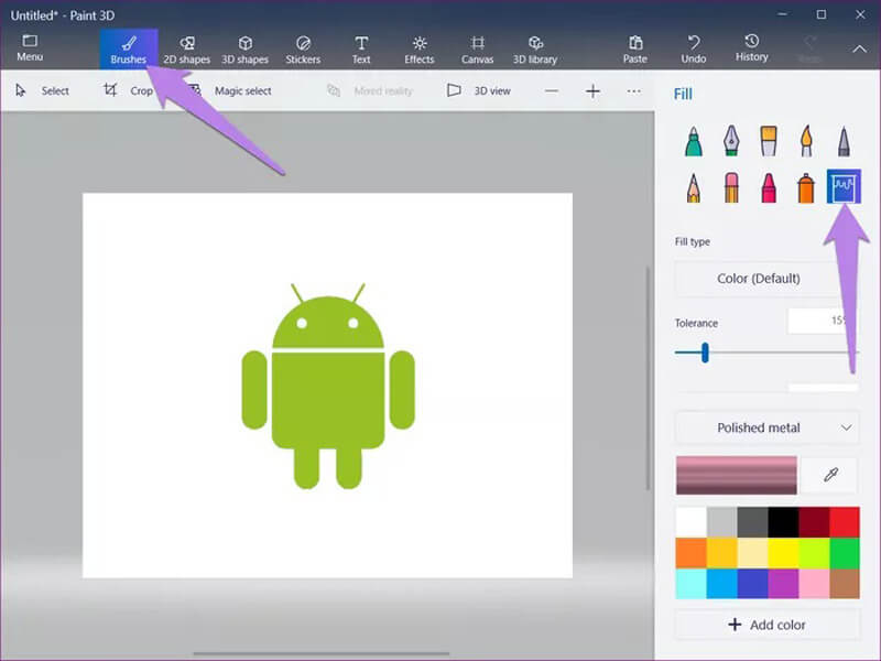 Белый холст и заливка в Paint 3D