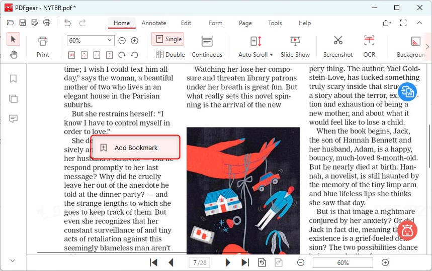 Команда Add Bookmark в PDFgear