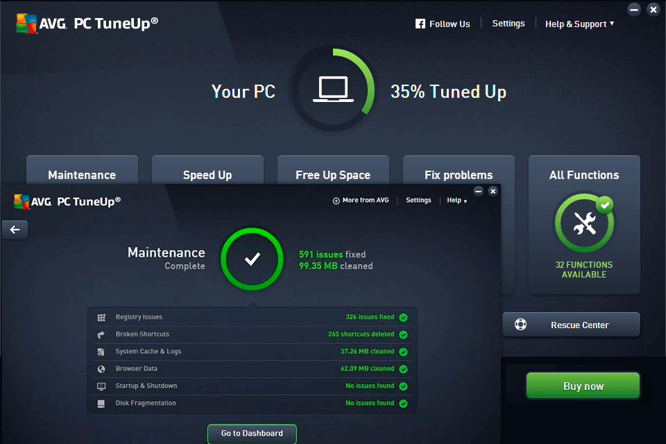 Интерфейс AVG TuneUp