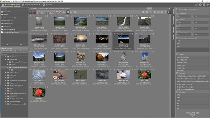 File Browser и редактор RawTherapee