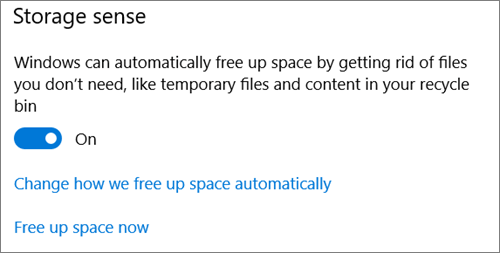 Переключатель Storage Sense в Windows 10