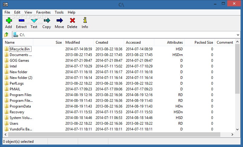 Интерфейс 7-Zip File Manager