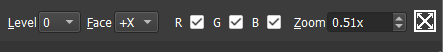Level, Face, RGBA и Zoom в PVRTexTool