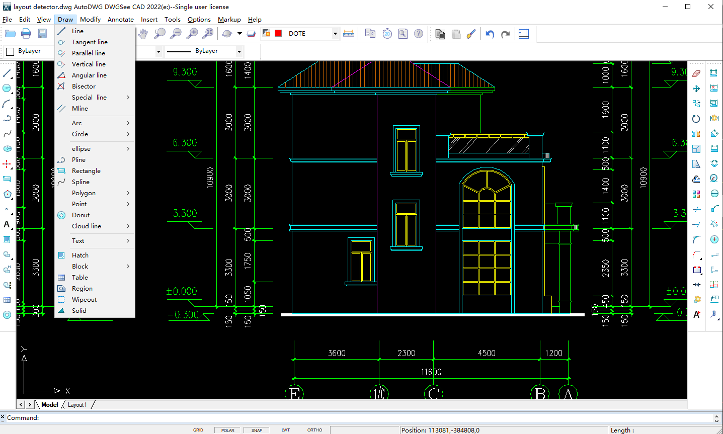 DWGSee с открытым CAD-чертежом