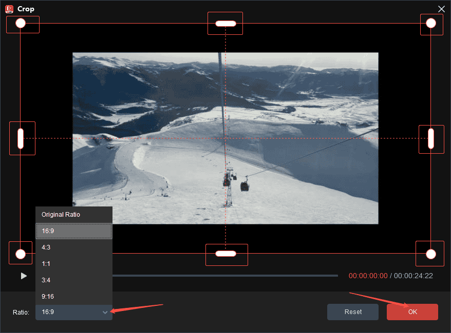 Кадрирование видео в MiniTool MovieMaker