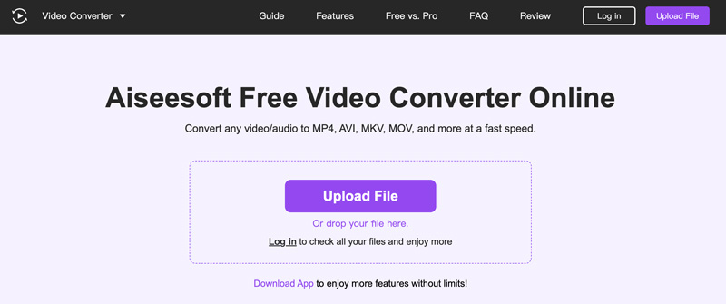 Upload File в Aiseesoft Free Video Converter Online