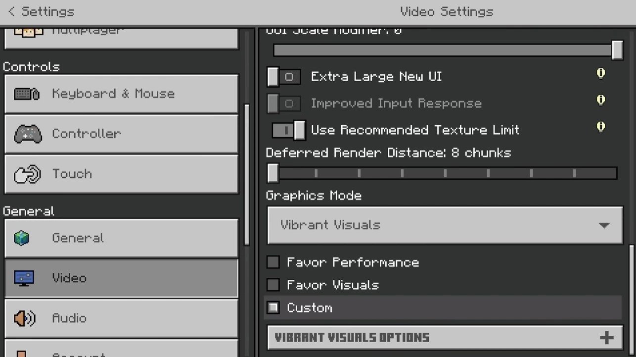 Настройки Minecraft перед записью в Insights Capture
