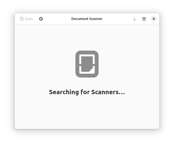 Document Scanner ищет подключённые сканеры