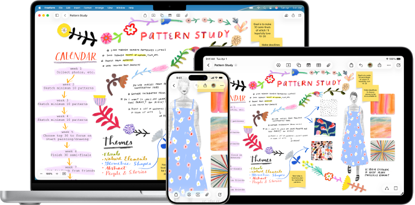 Одна доска Freeform на Mac, iPad и iPhone