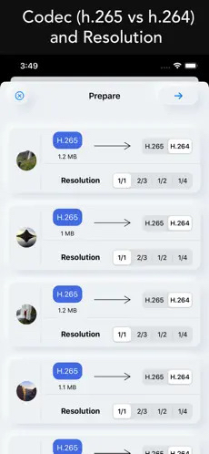 HEVC - Convert H.265 and H.264: выбор H.264 и разрешения на iPhone