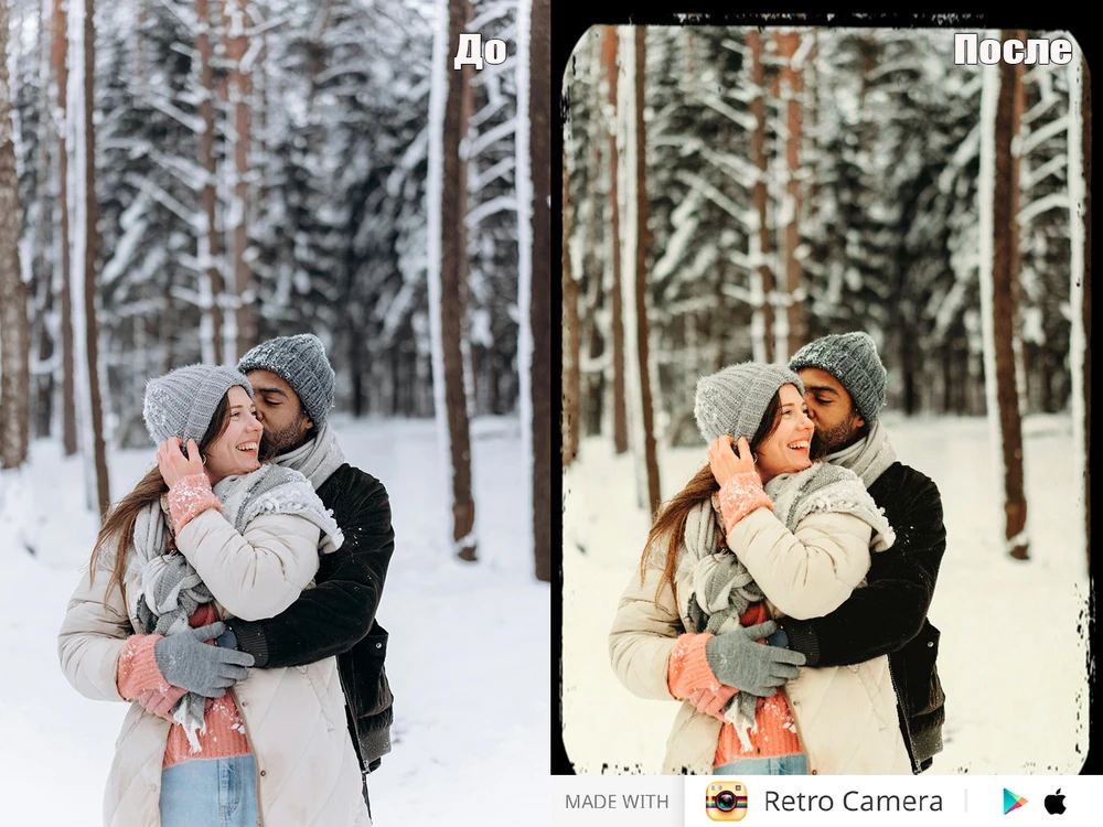 Мобильная съёмка с ретро-эффектом в Retro Camera