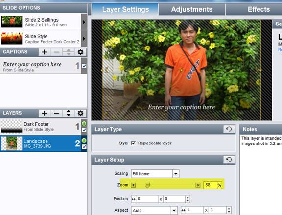 Layer Settings в ProShow Gold
