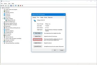 Кнопка отката драйвера в Windows 10
