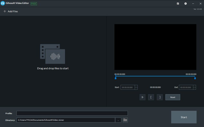Главное окно Gihosoft Free Video Joiner