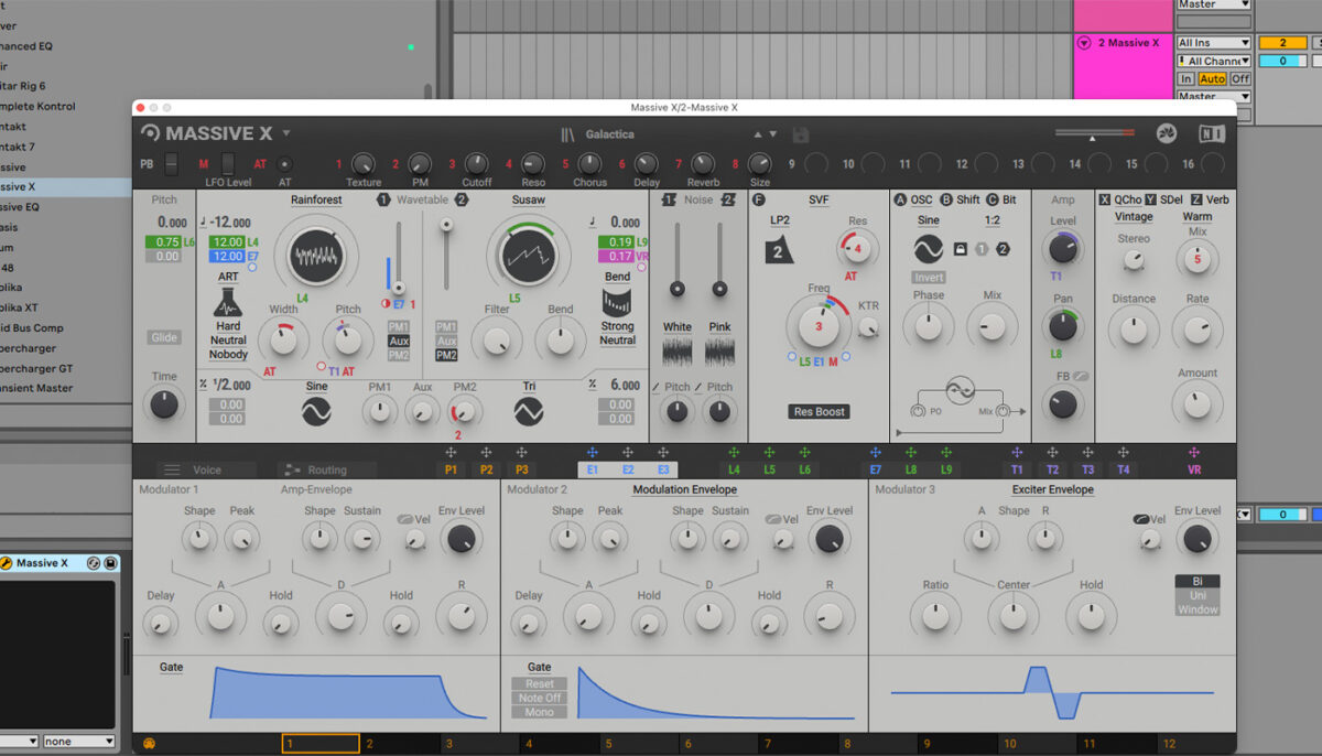Massive X открыт как плагин внутри Ableton Live