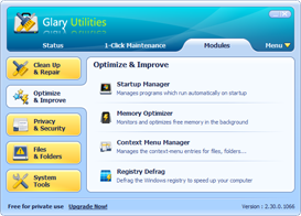 Раздел Optimize & Improve в Glary Utilities