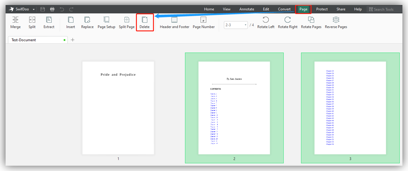 Удаление выбранной страницы в SwifDoo PDF
