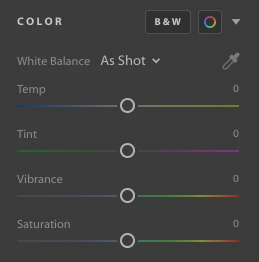 Панель Color в Lightroom