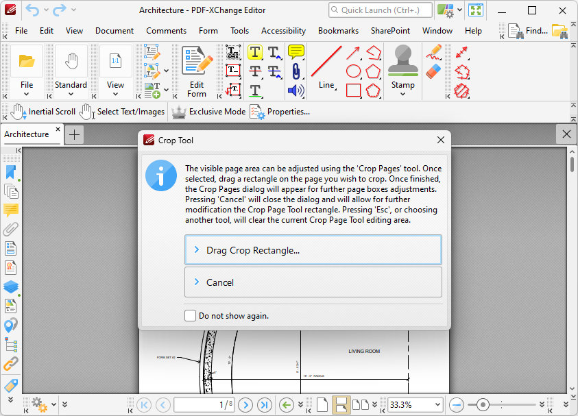Диалог Crop Tool в PDF-XChange Editor