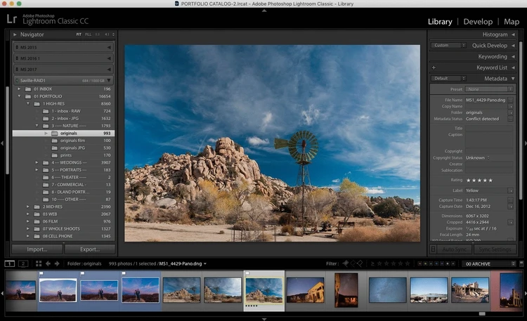 RAW-файл открыт в интерфейсе Adobe Lightroom или Camera Raw