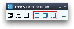 Кнопки выбора режима видеозаписи в Free Screen Video Recorder