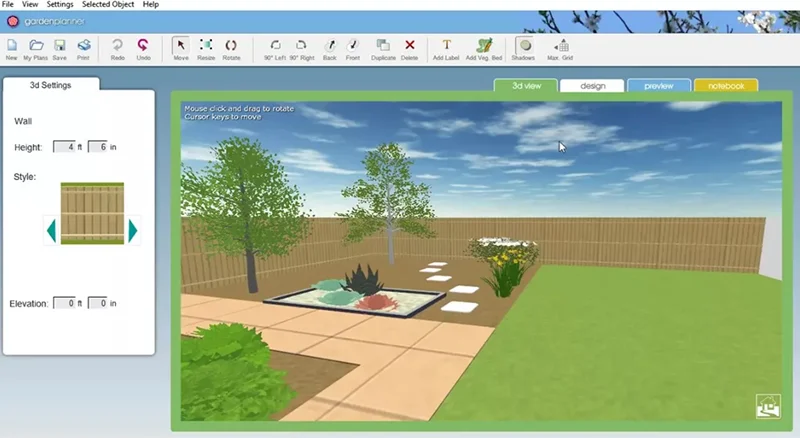 Интерфейс GARDENA Garden Planner