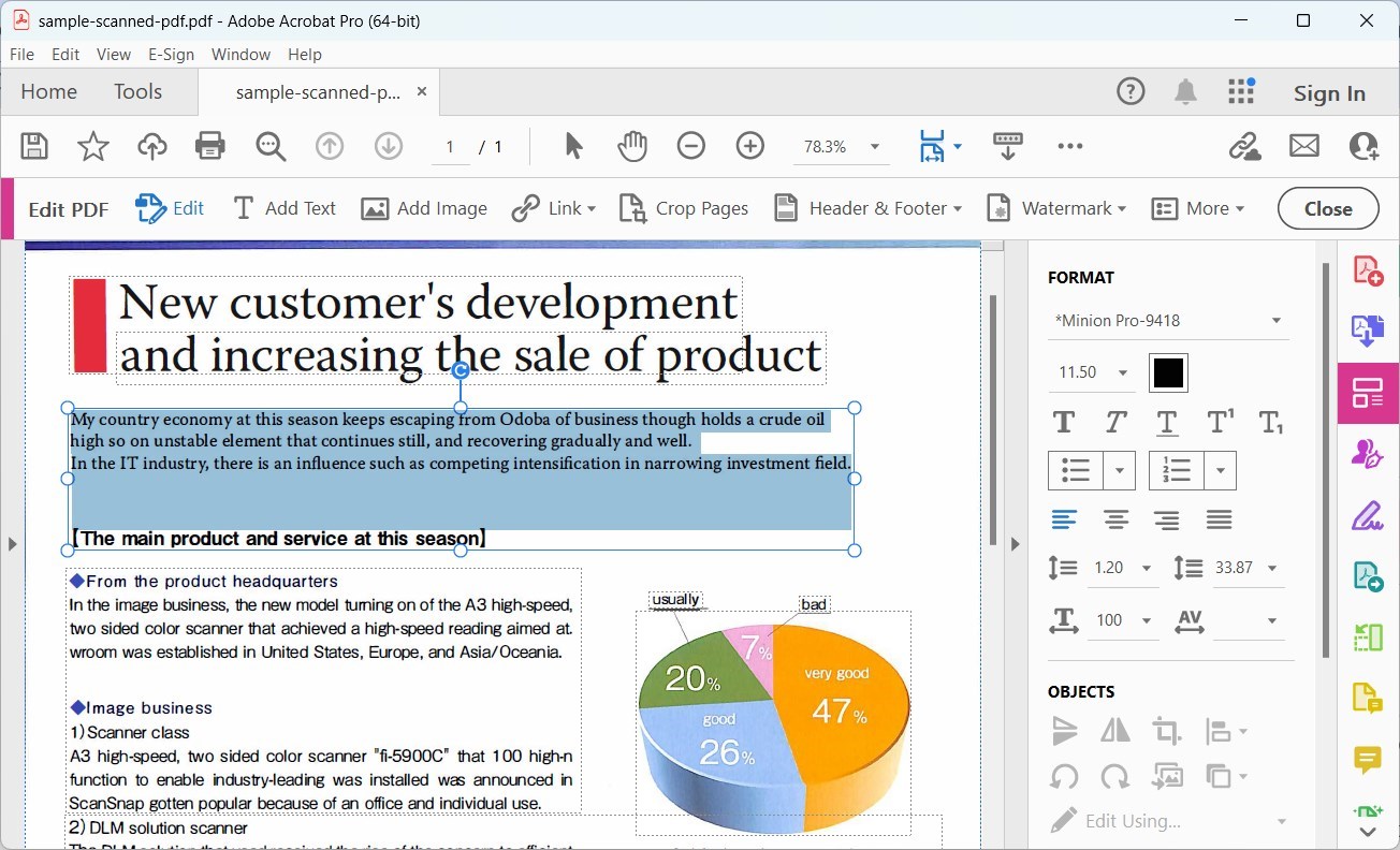 Редактирование сканированного PDF в Adobe Acrobat Pro
