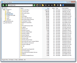 Окно Folder Size Explorer со списком папок и колонкой Size