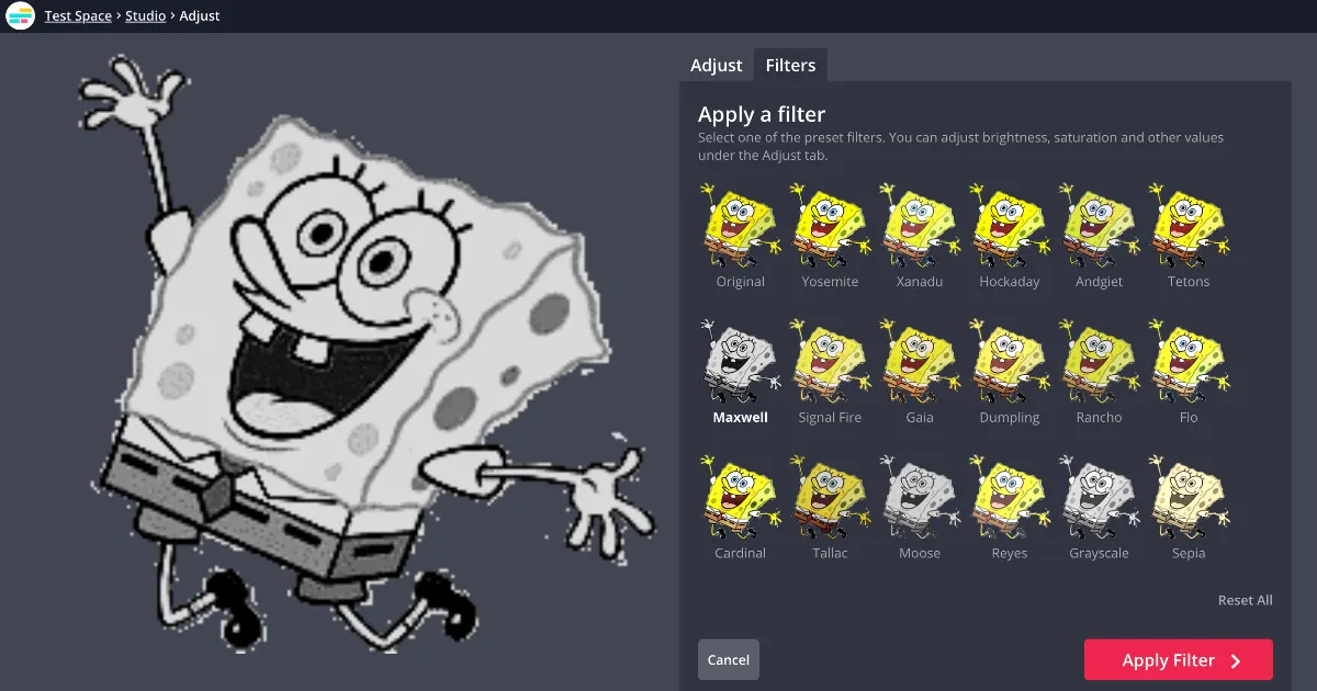 Фильтры GIF в Kapwing