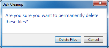 Подтверждение удаления выбранных файлов в Windows 7