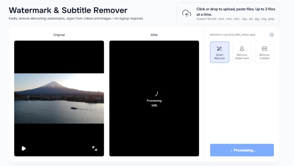 Интерфейс Vmake AI для удаления водяного знака