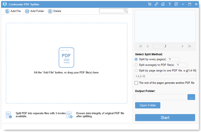 Главное окно Coolmuster PDF Splitter