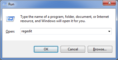 Запуск regedit через окно Выполнить в Windows 7