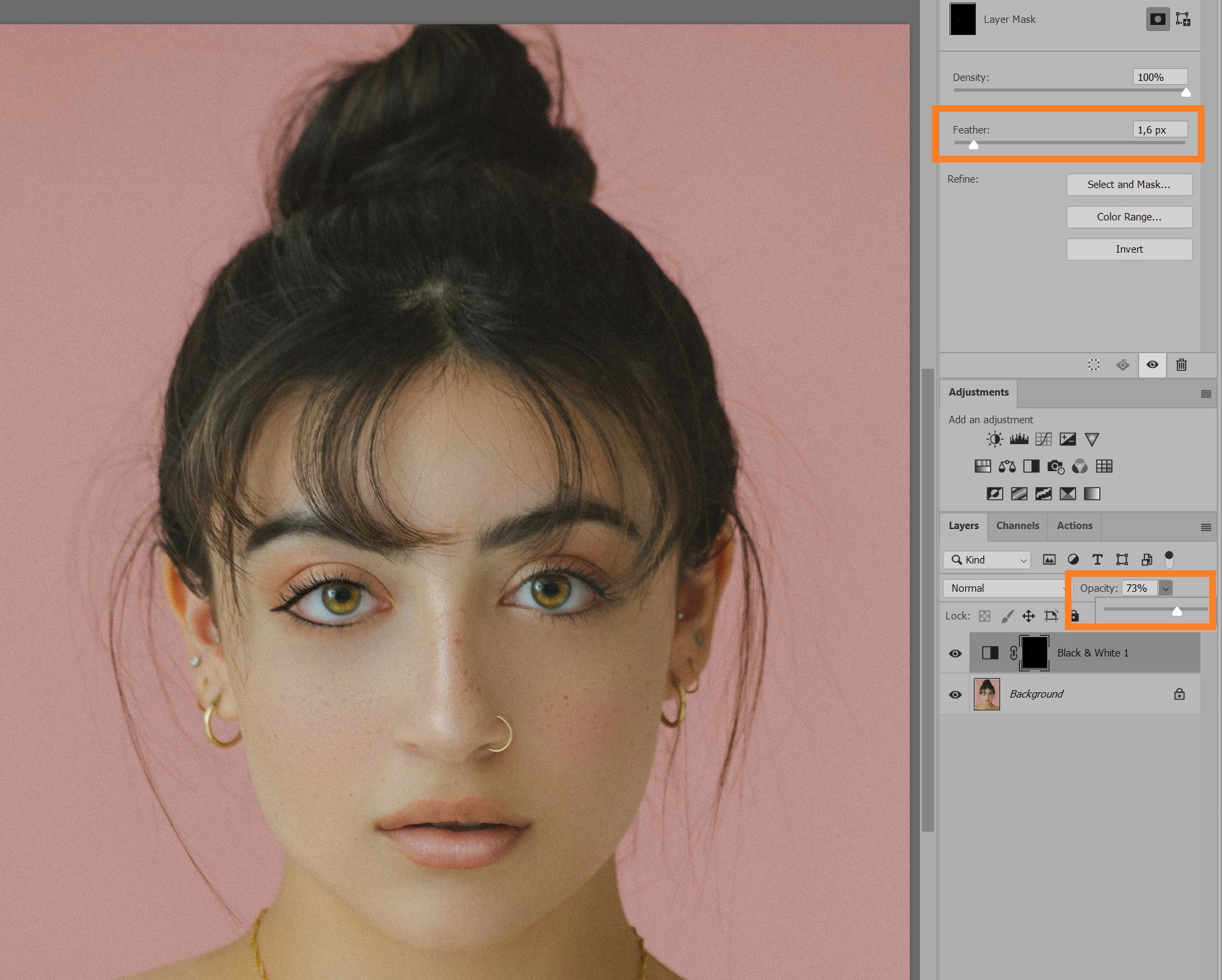 Выделение губ инструментом Quick Selection в Photoshop