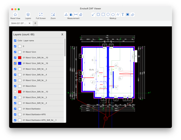 Интерфейс Enolsoft DXF Viewer