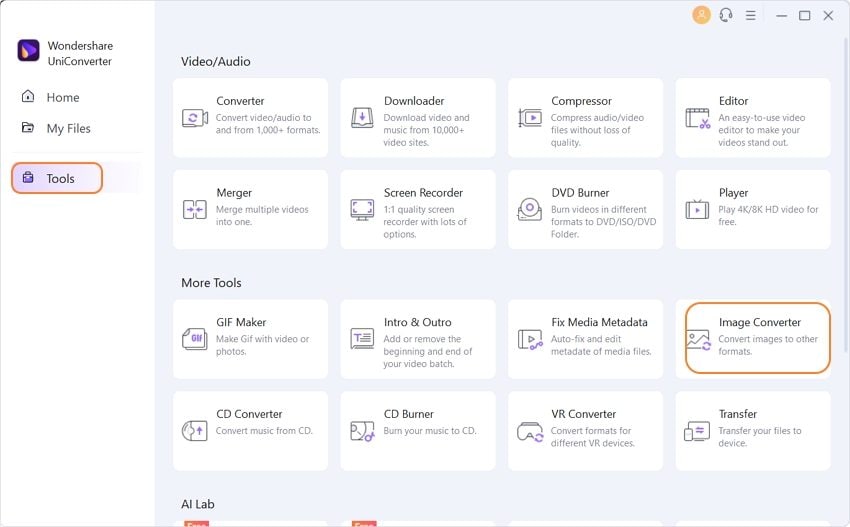 Модуль Image Converter в Wondershare UniConverter