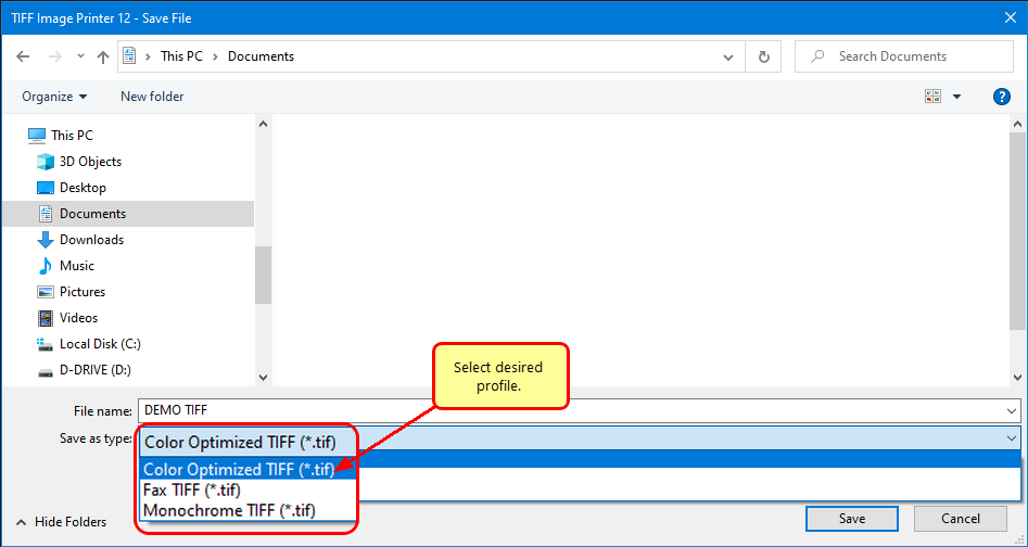 Интерфейс TIFF Image Printer для конвертации PDF